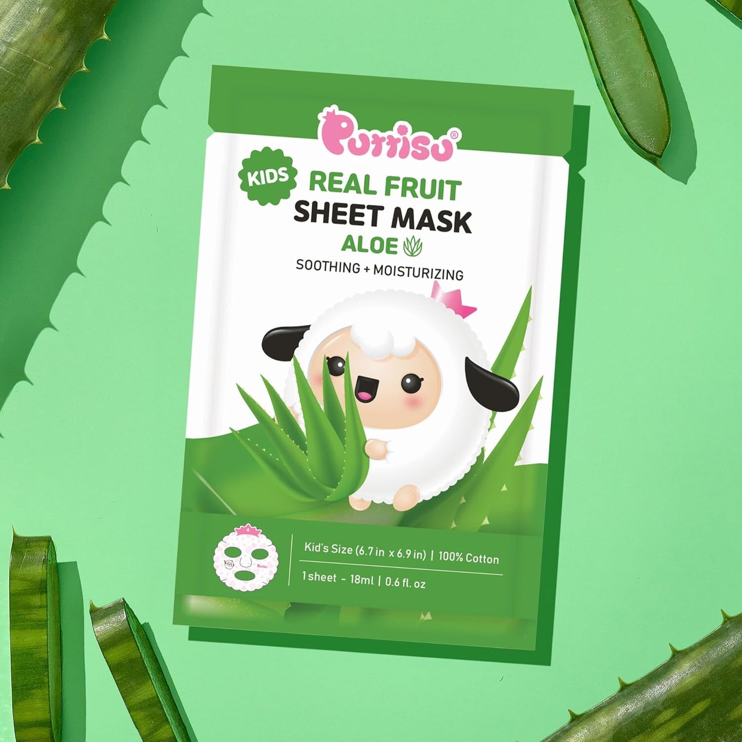 Real Fruit Facial Mask Sheet for Kids - 100% Cotton, Moisturizing & Hydrating Aloe | Pack of 7