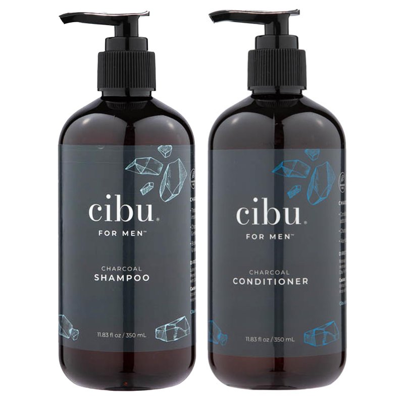 CIBU for Men Charcoal Shampoo and Conditioner Bundle - 12oz Deep Clean Men’s Volumizing Shampoo - 12oz Hydrating and Volumizing Charcoal Cleansing Conditioner - Promotes Healthy Hair and Scalp