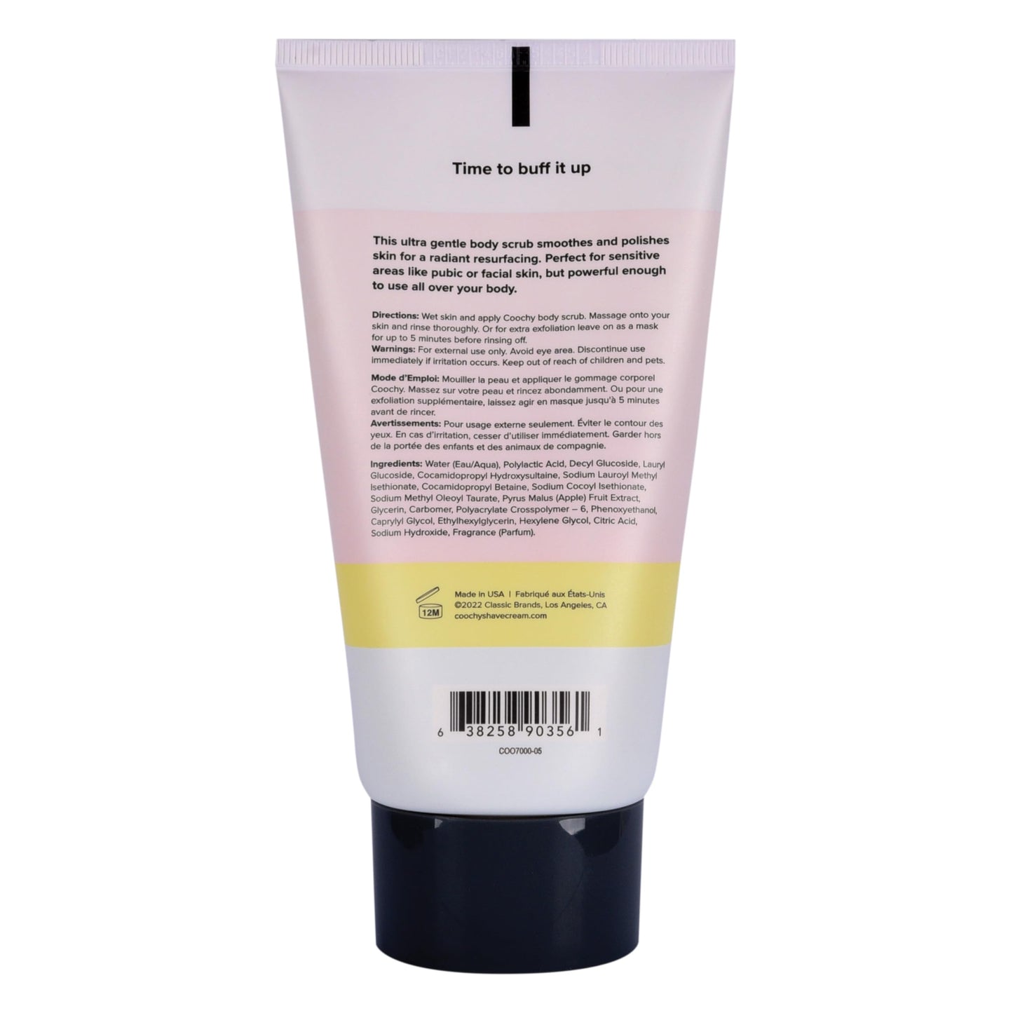COOCHY Ultra Smoothing Body Scrub | Gentle Exfoliating Body Scrub for Sensitive Skin | Removes Dead Skin Cells, Prevents Ingrowns | Paraben-free, Cruelty-free | Mango Coconut 5 oz/148 mL