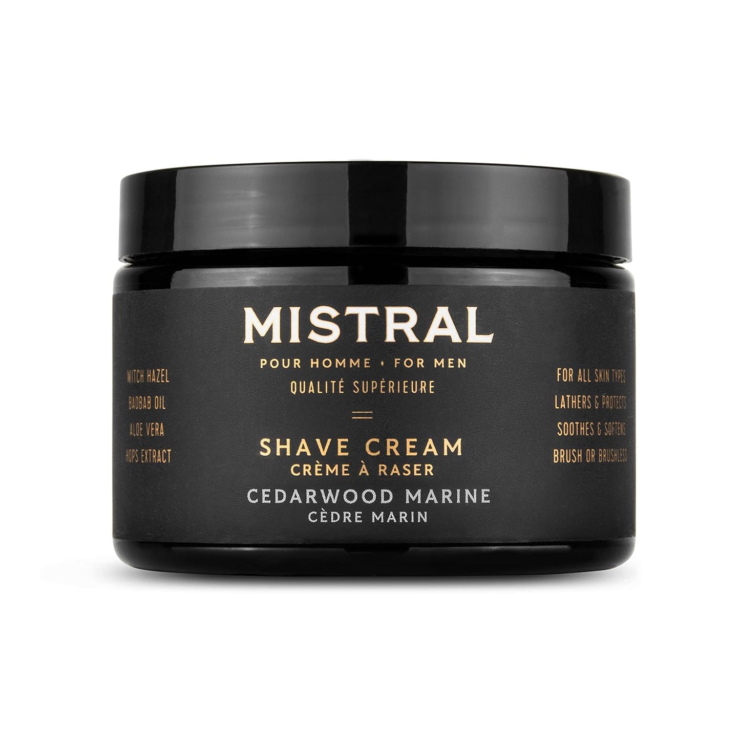 Cedarwood Marine Shaving Cream for Men - Organic Plant Extracts | pH-Balanced, Paraben-Free | 9oz Tub