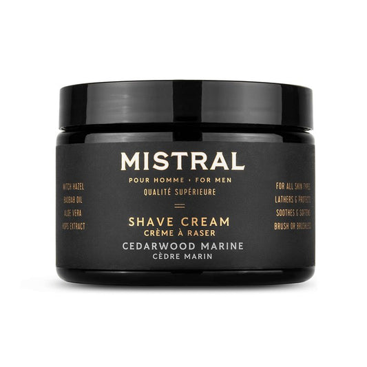 Cedarwood Marine Shaving Cream for Men - Organic Plant Extracts | pH-Balanced, Paraben-Free | 9oz Tub