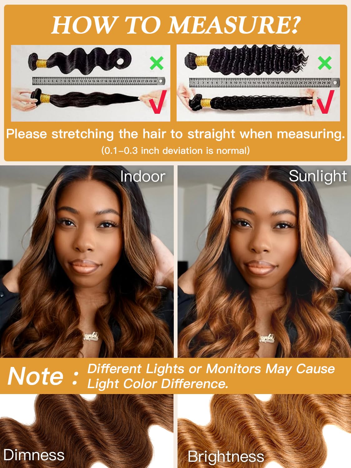 Two Tone Color T1B/30 Ombre Honey Brown Human Hair Bundle Body Wave 14 Inch