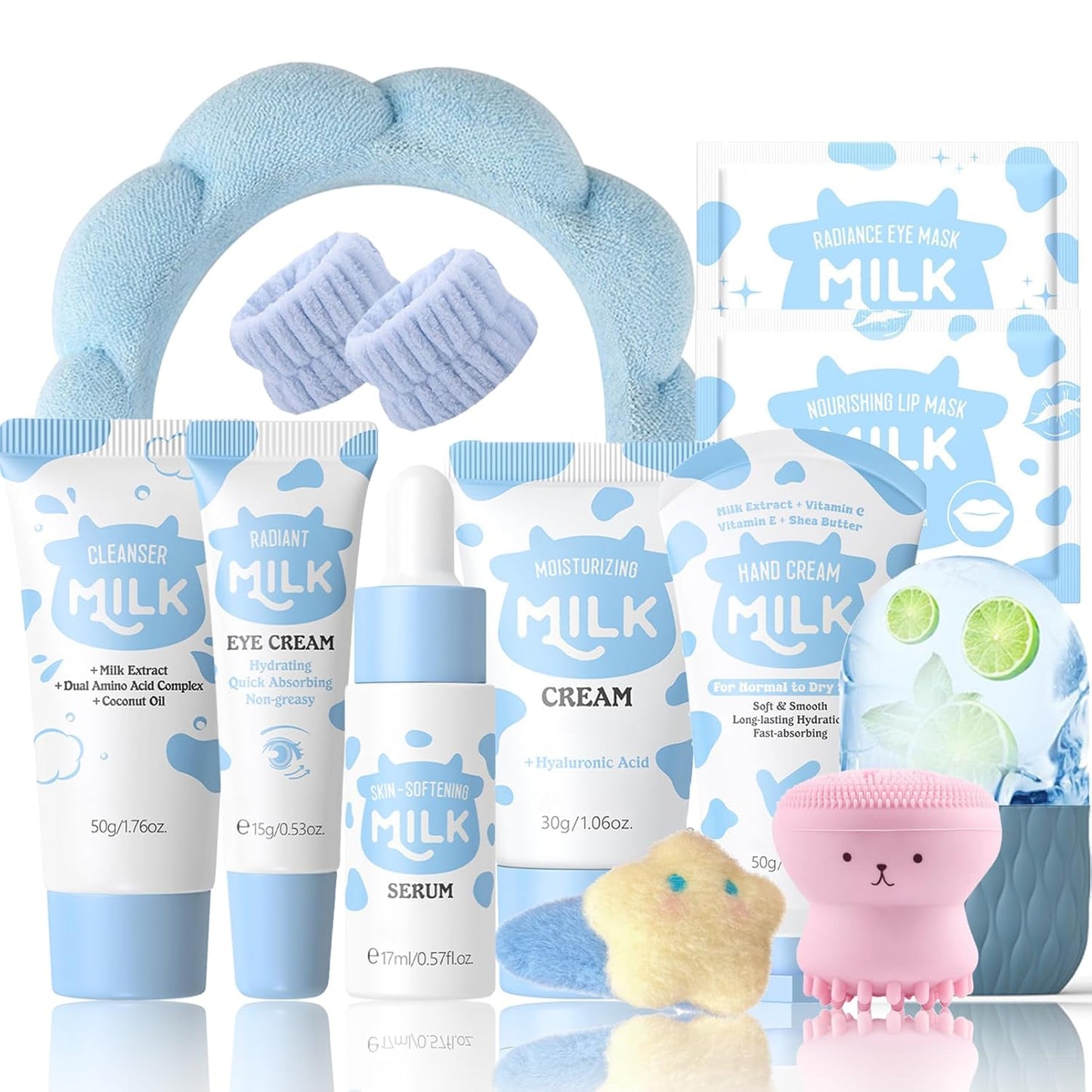 Complete 13PCS Milk Skincare Set for Kids & Teens | Gentle Face Care Kit for Ages 8-12