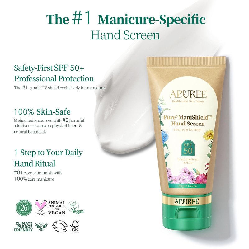 APUREE U V Nail Lamp Hand Screen: Hand Sunscreen SPF 50+/PA++++| UV Lights Protection Cream| Fragrance-Free & Hypoallergic Formula|Nail Salon Home Use| FSA| Vegan & Cruelty Free| Deep Hydrate Moisture