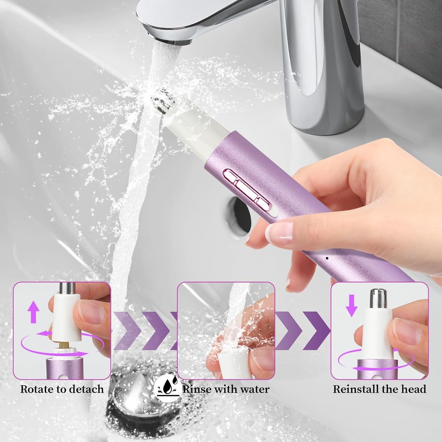 Rechargeable Nose & Ear Hair Trimmer - Dual-Edge Blade Electric Clipper for Men & Women | Painless Hair Removal Tool (Multicolor)