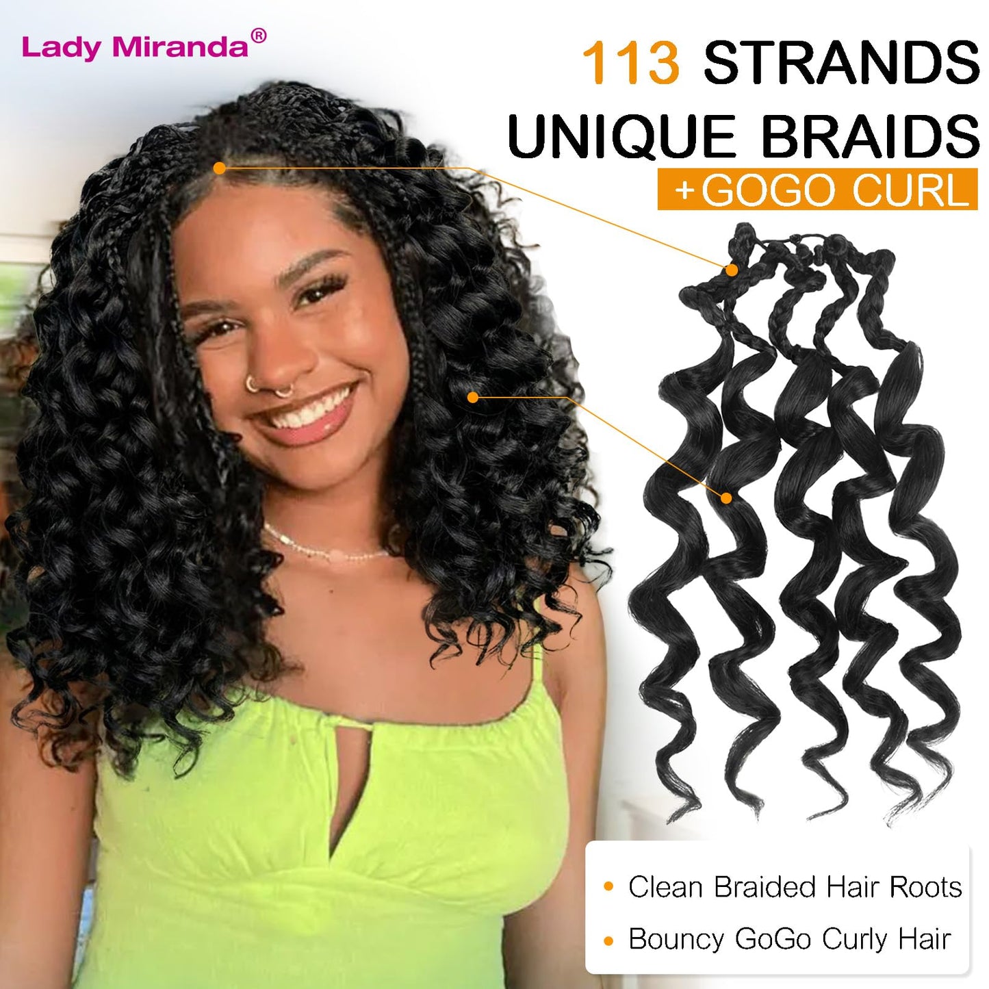 Lady Miranda Double Full Lace Braided Wigs for Black Women 12 Inch Box Briad Curly Wigs Lightweight Knotless GoGo Curl Wig Synthetic Braided Wigs with Natural Bouncy Curl (Natural Black,12 Inch)
