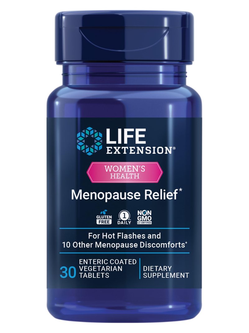 Life Extension Menopause Relief – Siberian Rhubarb, Menopause Supplement for Women, Ease hot Flashes, Mood Swings, Night Sweats Relief, Hormone-Free, Gluten-Free, Non-GMO, Vegetarian, 30 Tablets