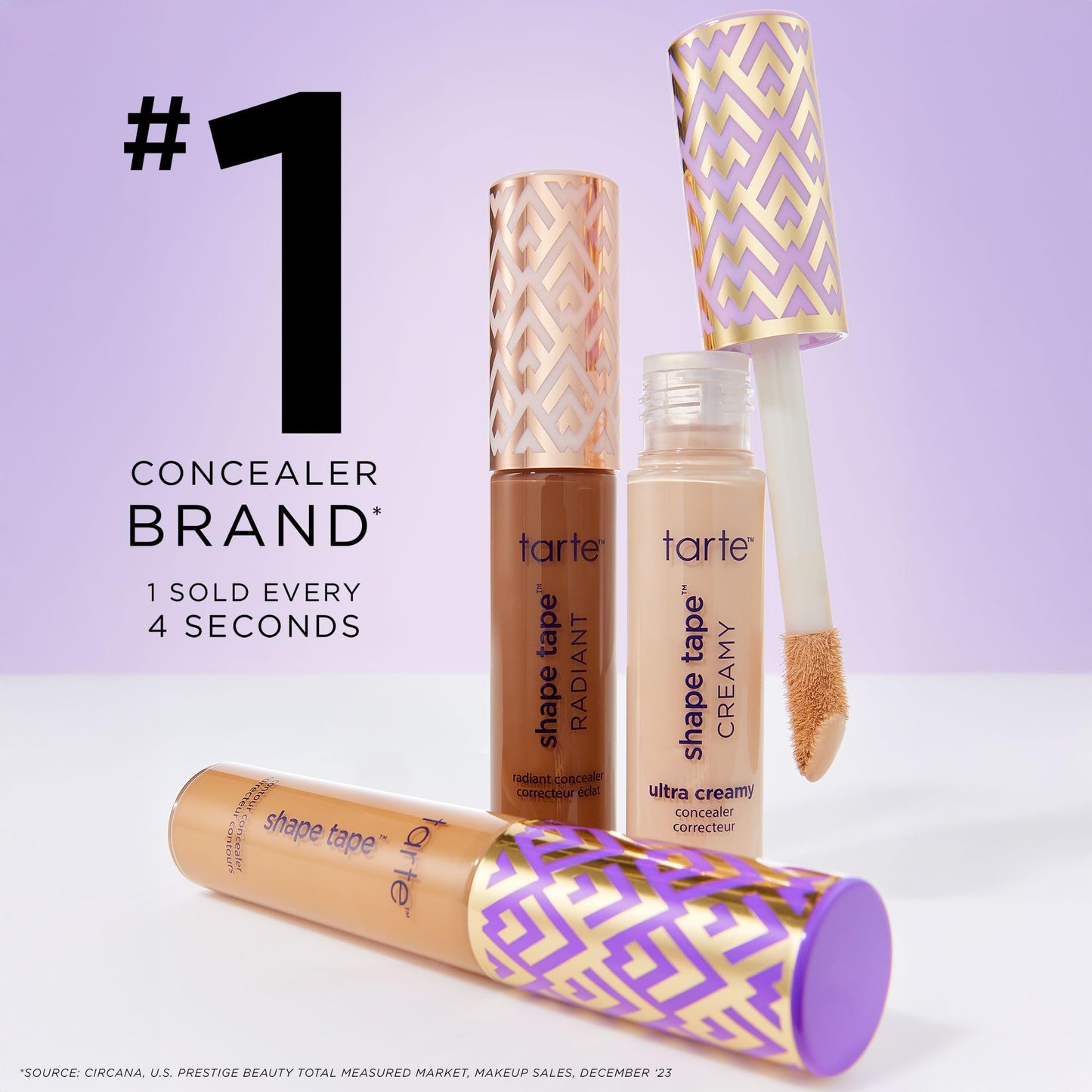 tarte shape tape concealer & brush – Instant Full Coverage for Under Eye, Dark Circles, Redness & Discoloration, Dermatologist-Tested, Vegan, Cruelty-Free, full size, 20B light