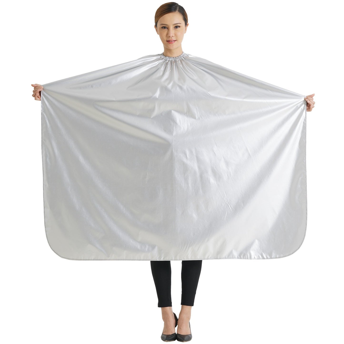 SMARTHAIR Professional Salon Cape Polyester Shampoo & Chemical Resistant Barber Haircut Cape,54”x62”,Silver,C012001B-S