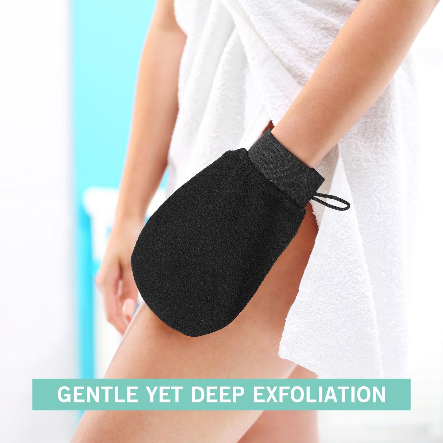 FoldTier 20 Pcs Exfoliating Glove Bulk Summer Exfoliator Mitt Body Scrubber 150d Viscose Fiber Skin Korean Scrub Mitt for Spa Massage Dead Skin Remover for Men and Women(20 Pcs,Black)