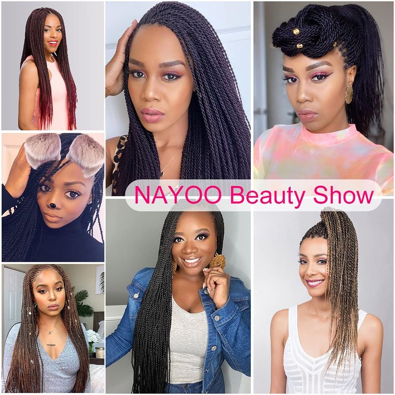 NAYOO Senegalese Twist Crochet Hair For Black Women - 8 Packs 35 Strands/Pack Small Twist Crochet Braids Hair Hot Water Setting, Crochet Braiding Hair Straight Ends(18 Inch, 1B)