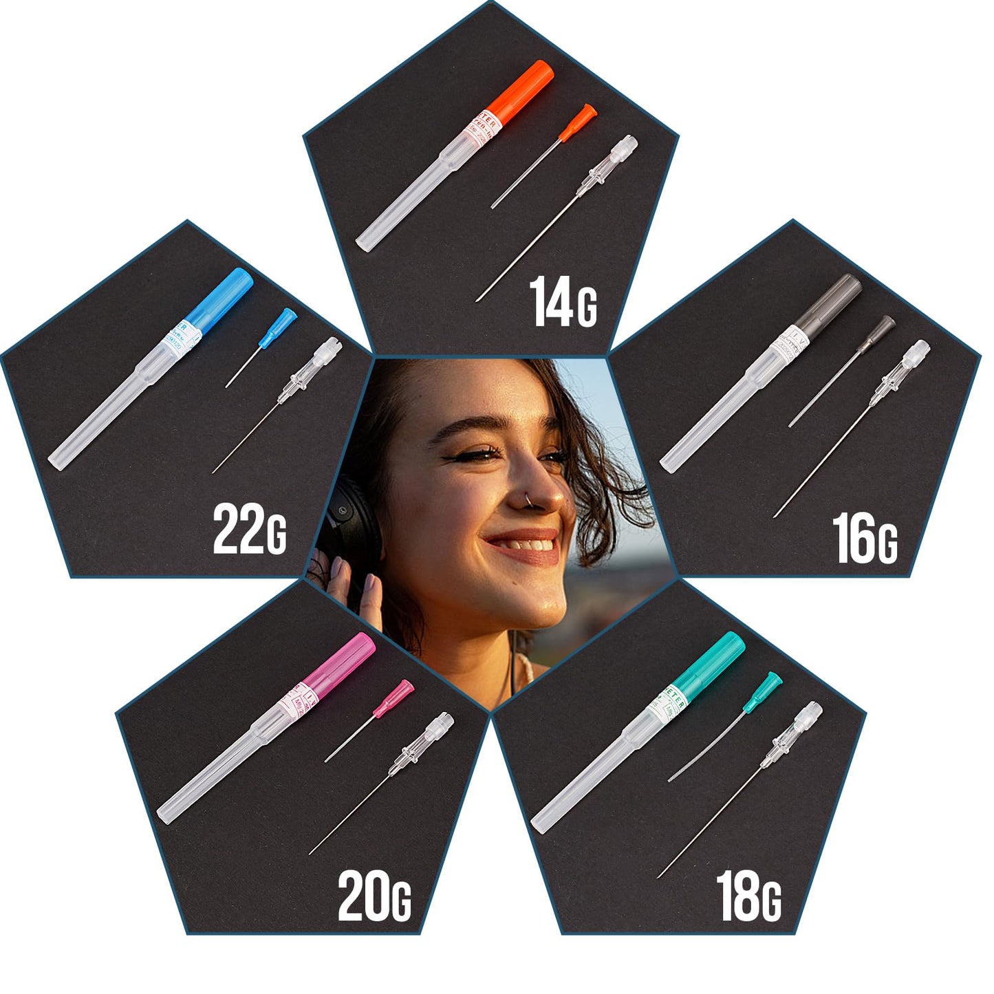 Gouevn Catheter Piercing Needles - 50PCS Piercing Needles 16G Cateter Para Piercing Hollow Needle Piercing Kit for Ear Nose Lip Belly Body Piercing Needle Kit
