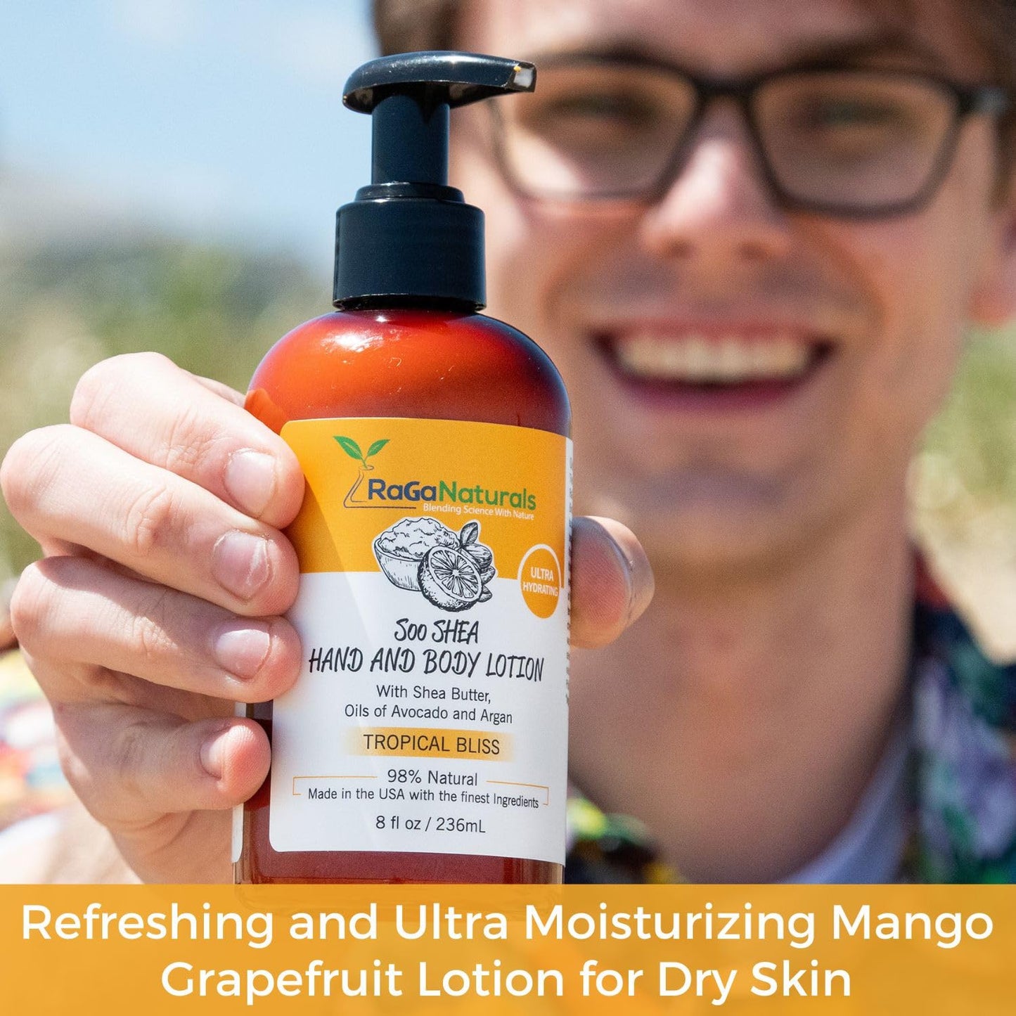 Natural Mango Body Lotion for Dry Skin - Tropical Bliss Moisturizer with Shea Butter & Vitamin E | 16 Oz Vegan Formula