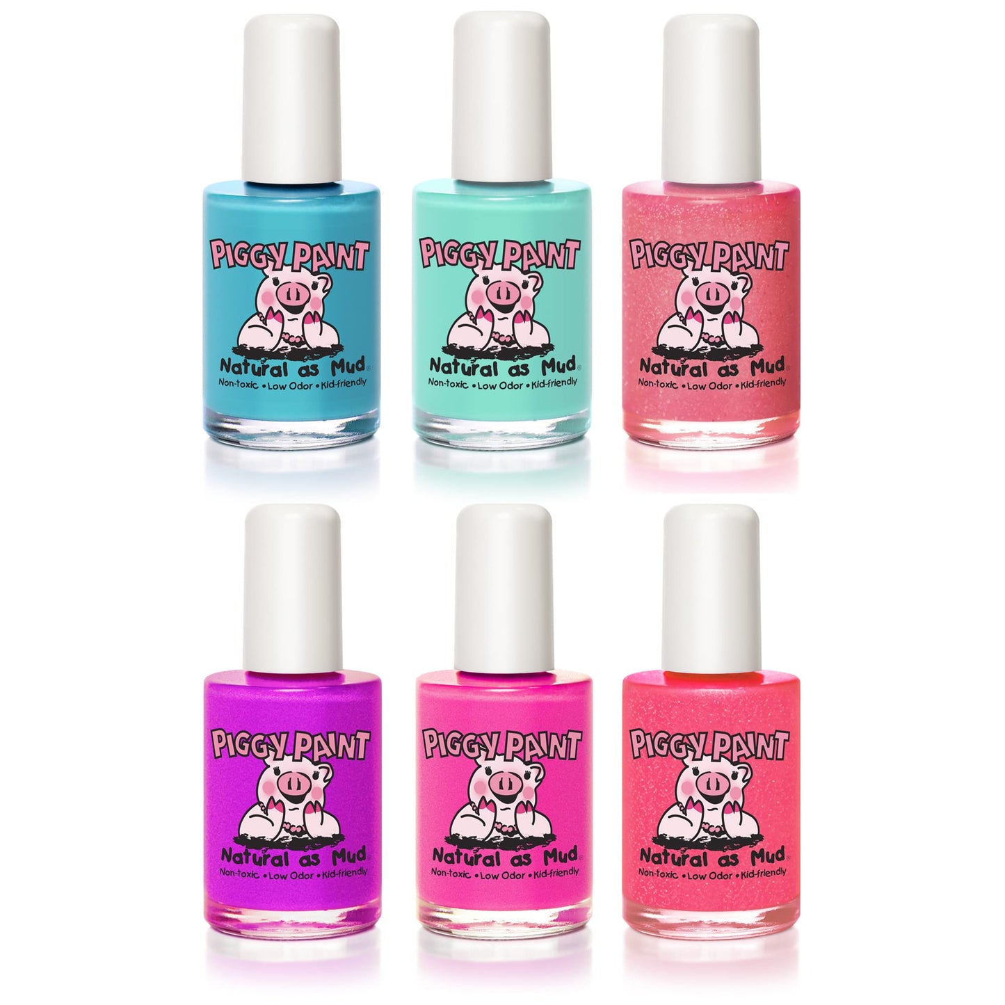 Piggy Paint | 100% Non-Toxic Girls Nail Polish | Safe, Cruelty-free, Vegan, & Low Odor for Kids | Happy Girl (6 Polish Set)