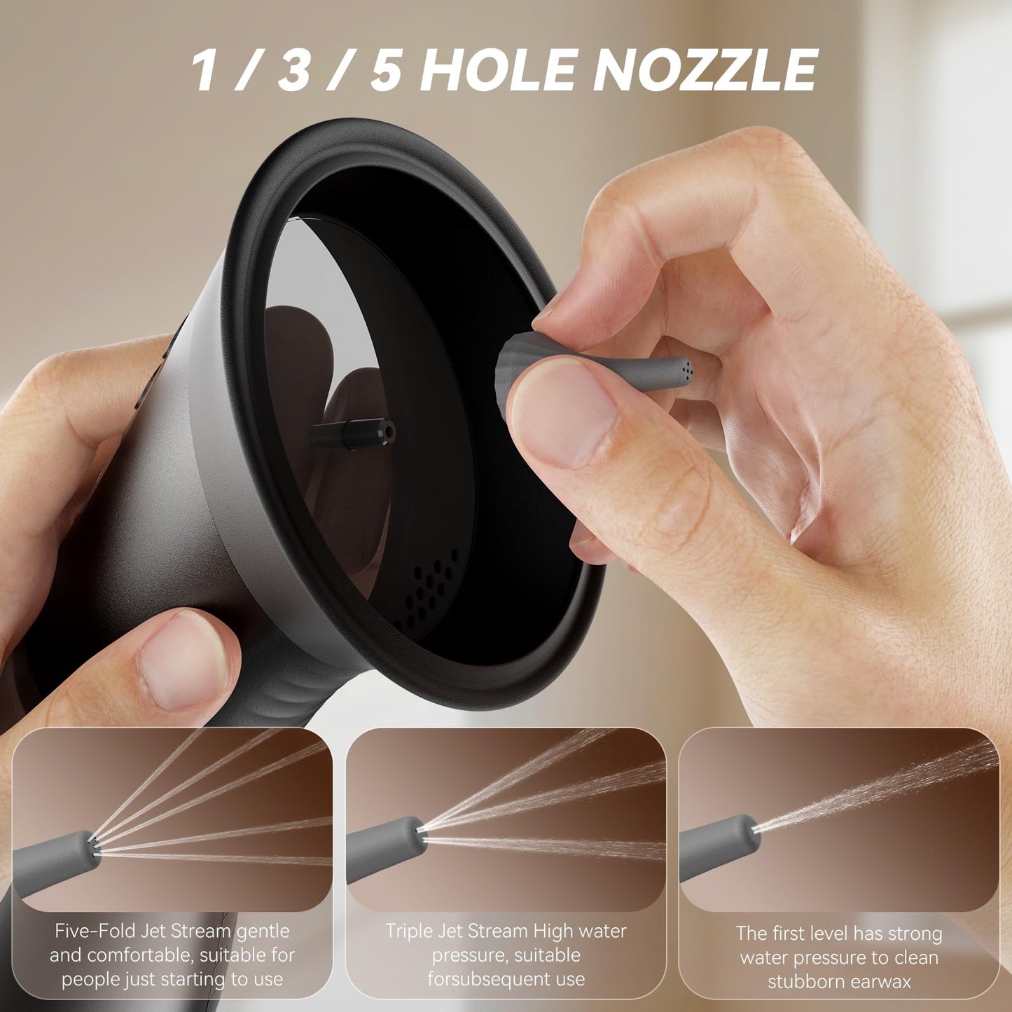 GOLFOEE Ear Wax Removal, Upgraded Electric Ear Cleaner with Safe Efficient Comfortable Pressure Modes, Ear Cleaning Kit-12 Nozzles, Ear Wax Cleaner Irrigation Flushing System with Wastewater Recovery