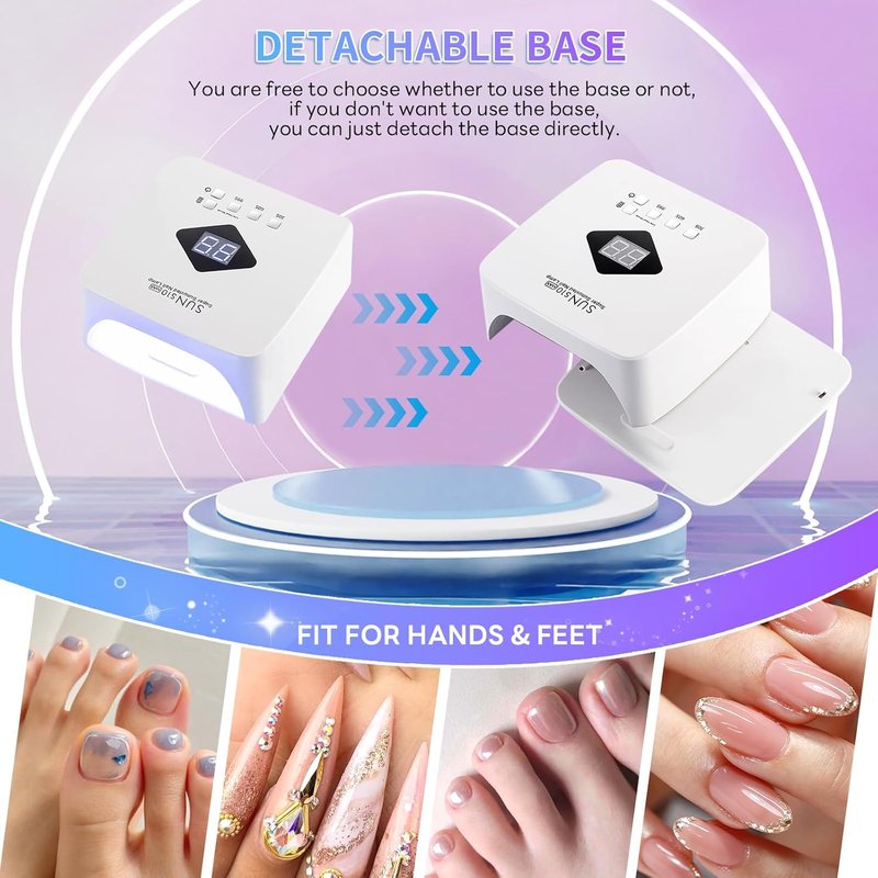 Cordless Nail Lamp - 120W Rechargeable UV LED Nail Dryer with 3 Timer Modes | Portable for Salon & Home Use, Lasts 4-5 Hours