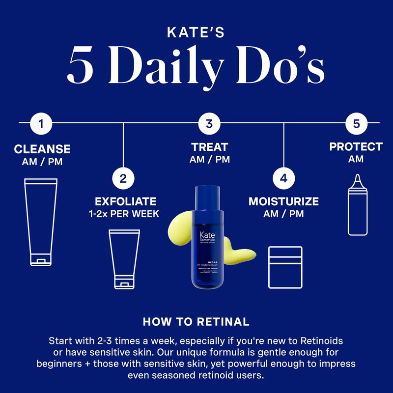 Kate Somerville Mega-A Skin Transforming Serum – Anti-Aging Serum with Hyaluronic Acid For Uneven Texture and Wrinkles, 1 Fl. Oz