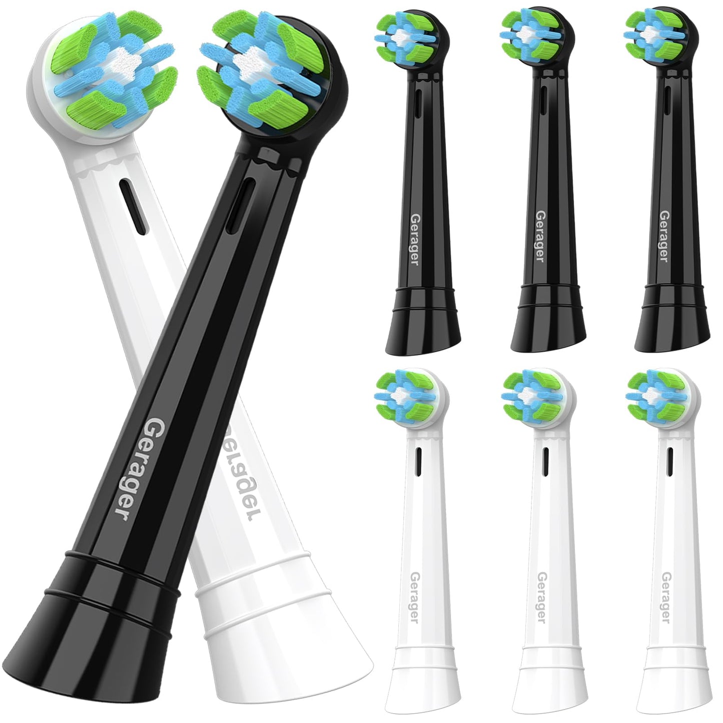 8 Pack Toothbrush Replacement Heads Compatible with Oral B iO, Toothbrush Heads Compatible with Oral B iO 3 4 5 6 7 8 9 10 Series Electric Toothbrushes, Black/White