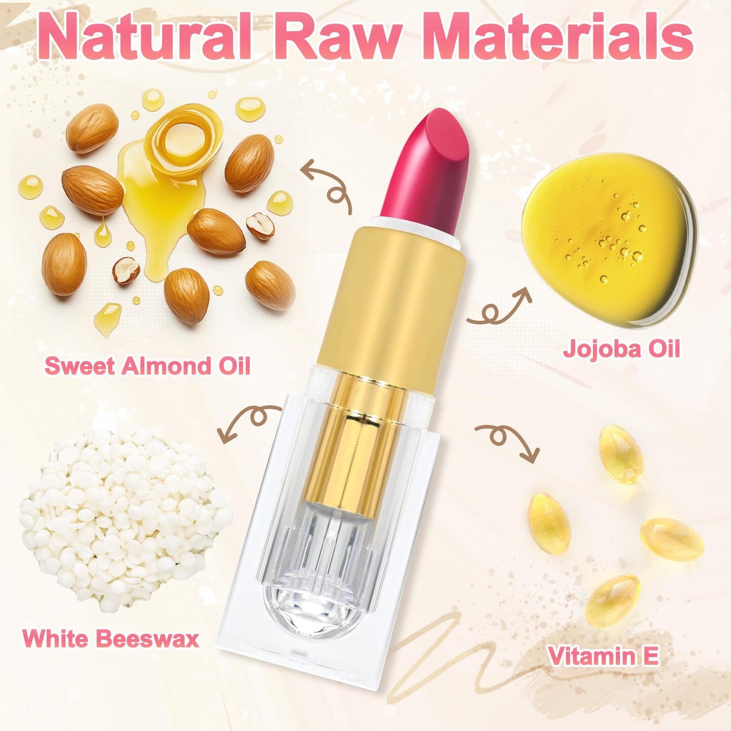 JUYRLE Lipstick Making Kit- 47Pcs DIY Matte Velvet Lipstick Set, Lip Gloss Kit, Make Your Own Lip Stain Kit with Beeswax Long-Lasting Quick-Drying Non-Stick Cup Lip Makeup Gift Kit for Women Beginner