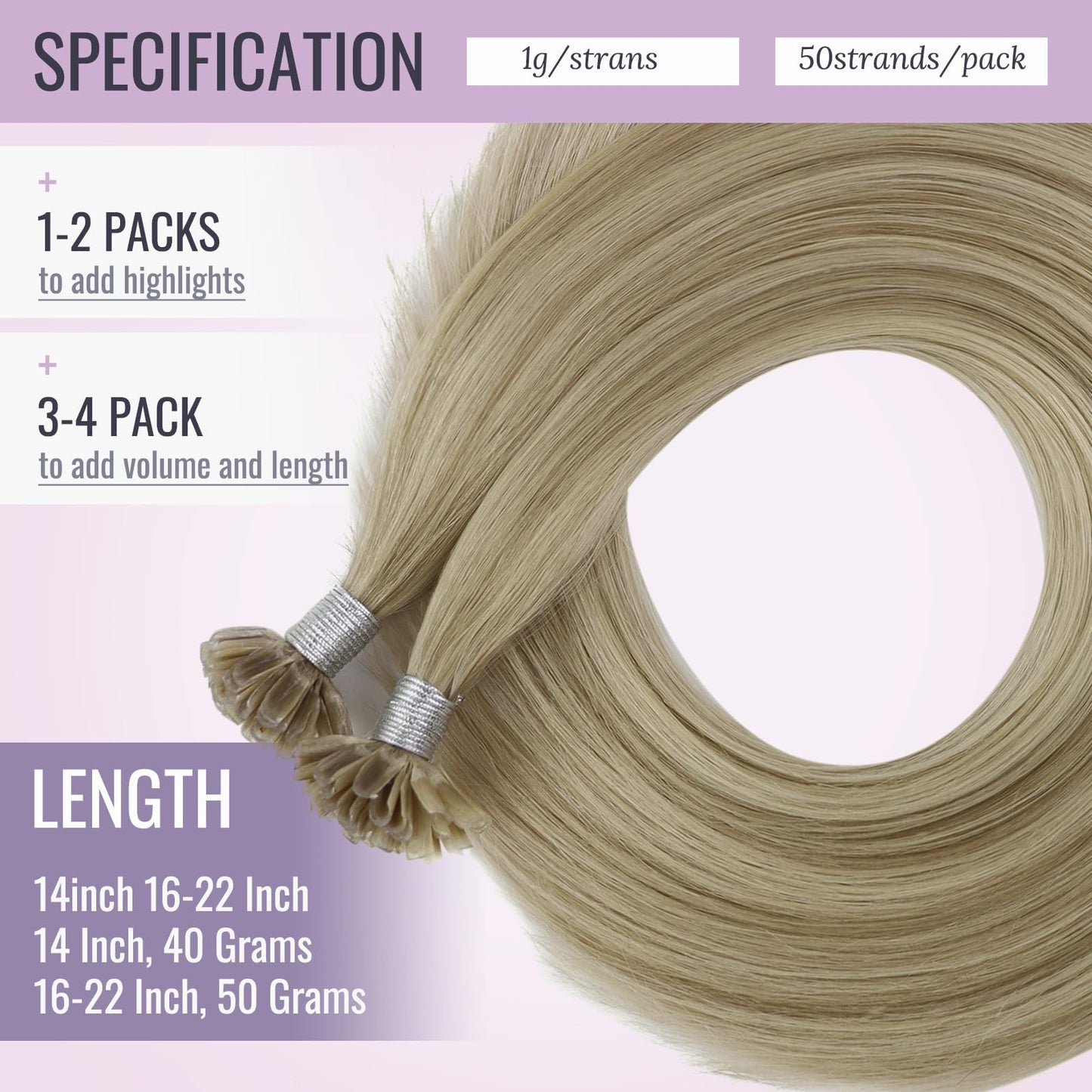 Fshine K Tip Human Hair Extensions 14 Inch Dark Ash Blonde Golden Highlight 40 g Real Human Hair Keratin Bond Seamless Blend Natural Flow Lightweight Comfort Everyday Styling