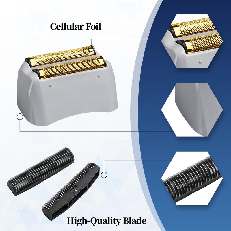 3 Pack Pro Shaver Replacement Foil and Cutters Compatible with andis No.17150/17155/17200 Shaver ProFoil Lithium Replacement Golden