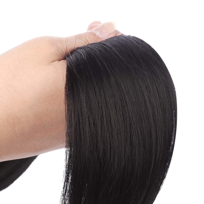 Straight Ponytail Human Hair Extensions Brazilian Wrap Around Ponytail for Black Women Unprocessed Remy Human Hair Pony Tail Clip In Extension Hairpiece 110g (Straight Hair, 18inch)