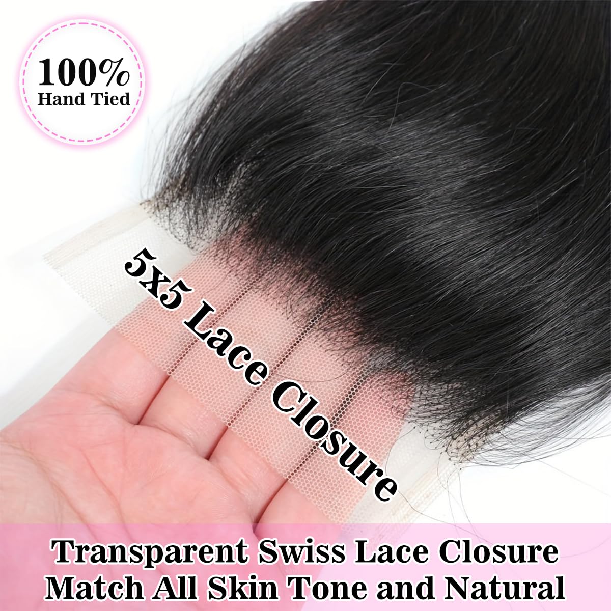 5x5 HD Lace Closure Human Hair Body Wave Closure 16 Inch HD Lace Closure Free Part 100% Human Hair Extensions for Black Women Pre Plucked with Baby Hair Natural Color
