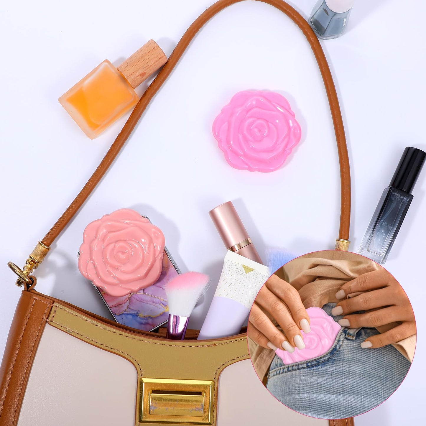 Limbeuuu 40 Pack Compact Mirror Plastic Portable Foldable Rose Flower Shaped Makeup Mirror Hand Bridesmaids Gift for Women Girls Wedding Party