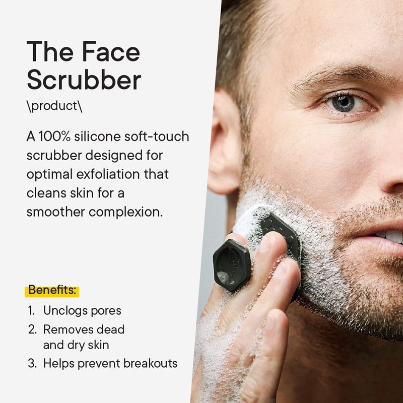 TOOLETRIES Men's Face Scrubber - Silicone Facial Cleansing Brush, Gentle Exfoliator Pad & Soft-Touch Massager - Removes Dead & Dry Skin - Long Lasting Bathroom & Shower Accessories - 3 Pack