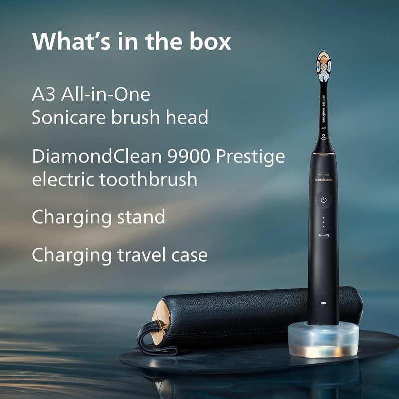 Philips Sonicare DiamondClean 9900 Prestige Electric Toothbrush - SenseIQ Tech, 5 Modes, Midnight Blue | Model HX9990/12