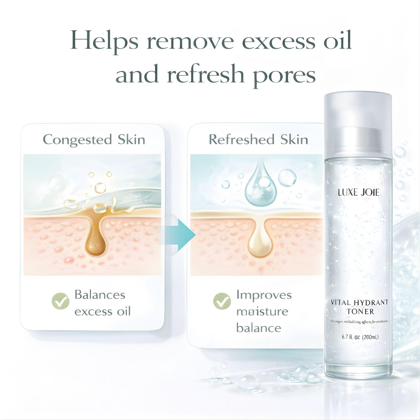 LuxeJoie Hydrating Gel Toner for Face – Aloe & Botanical Facial Toner for Sensitive Skin, Lightweight Non-Sticky Hydrating Face Toner with Green Tea & Ginseng, Cooling Pre-Serum Toner, 6.7 oz