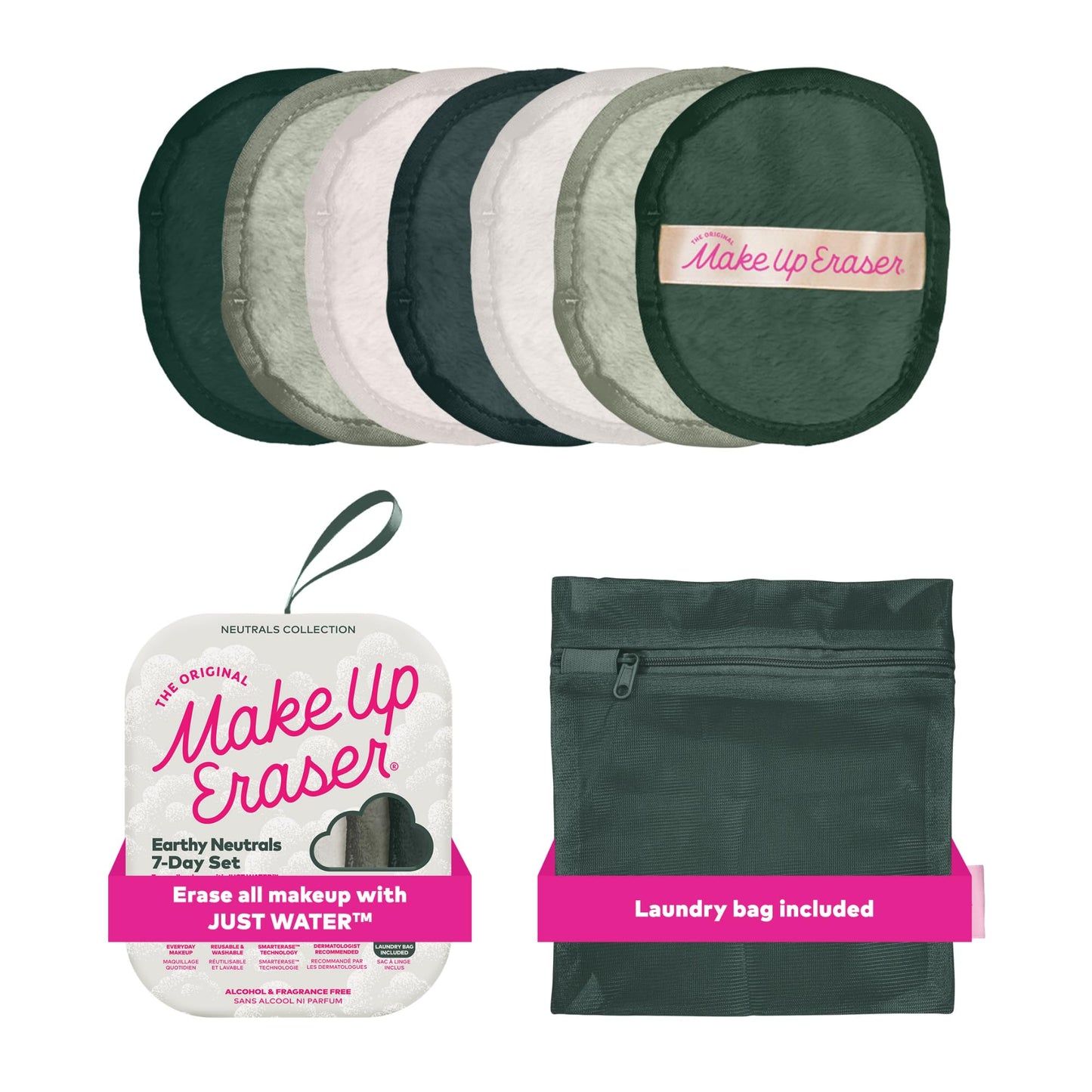 The Original MakeUp Eraser 7-Day Set, Erase All Makeup with Just Water, Including Waterproof Mascara, Eyeliner, Foundation, Lipstick, Sunscreen, and More! Eat Your Greens Neutrals, 7ct.