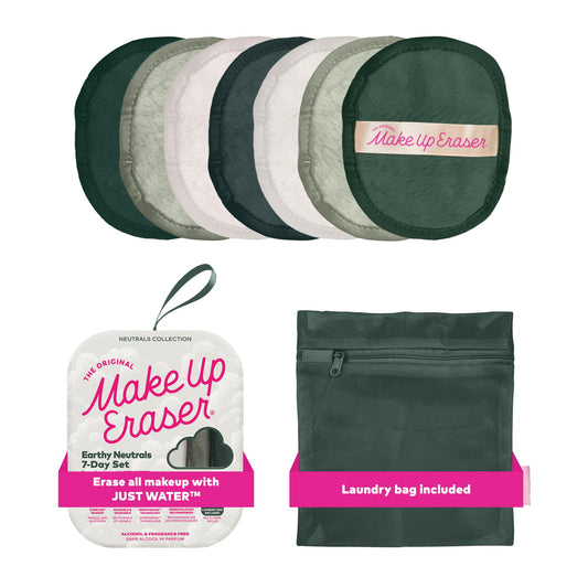 The Original MakeUp Eraser 7-Day Set, Erase All Makeup with Just Water, Including Waterproof Mascara, Eyeliner, Foundation, Lipstick, Sunscreen, and More! Eat Your Greens Neutrals, 7ct.
