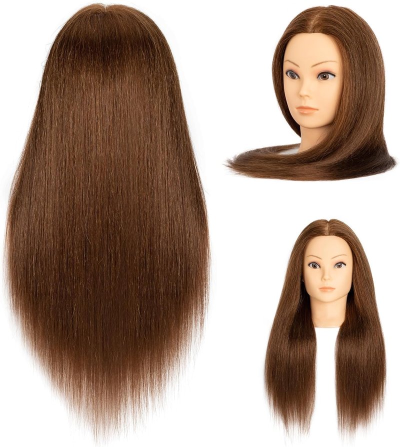 Realistic Human Hair Mannequin Head - 100% Real Hair for Cosmetology Training | Brown