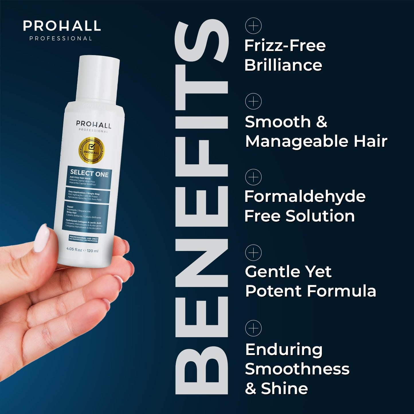 Brazilian Keratin Treatment Blowout Complex-PROHALL SELECT ONE -Formaldehyde Free Keratin Hair Treatment at Home-Queratina Brasileña Keratina Para Alisar el Pelo Sin Formol
