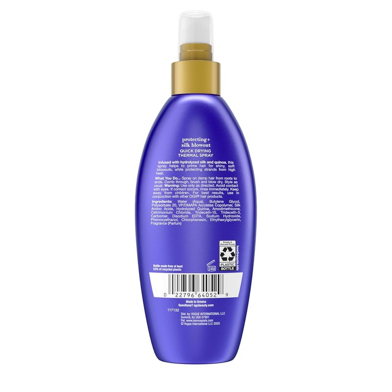 OGX Heat Protectant Spray - Quick Drying Thermal Protection for Soft, Shiny Hair | 6 fl. oz
