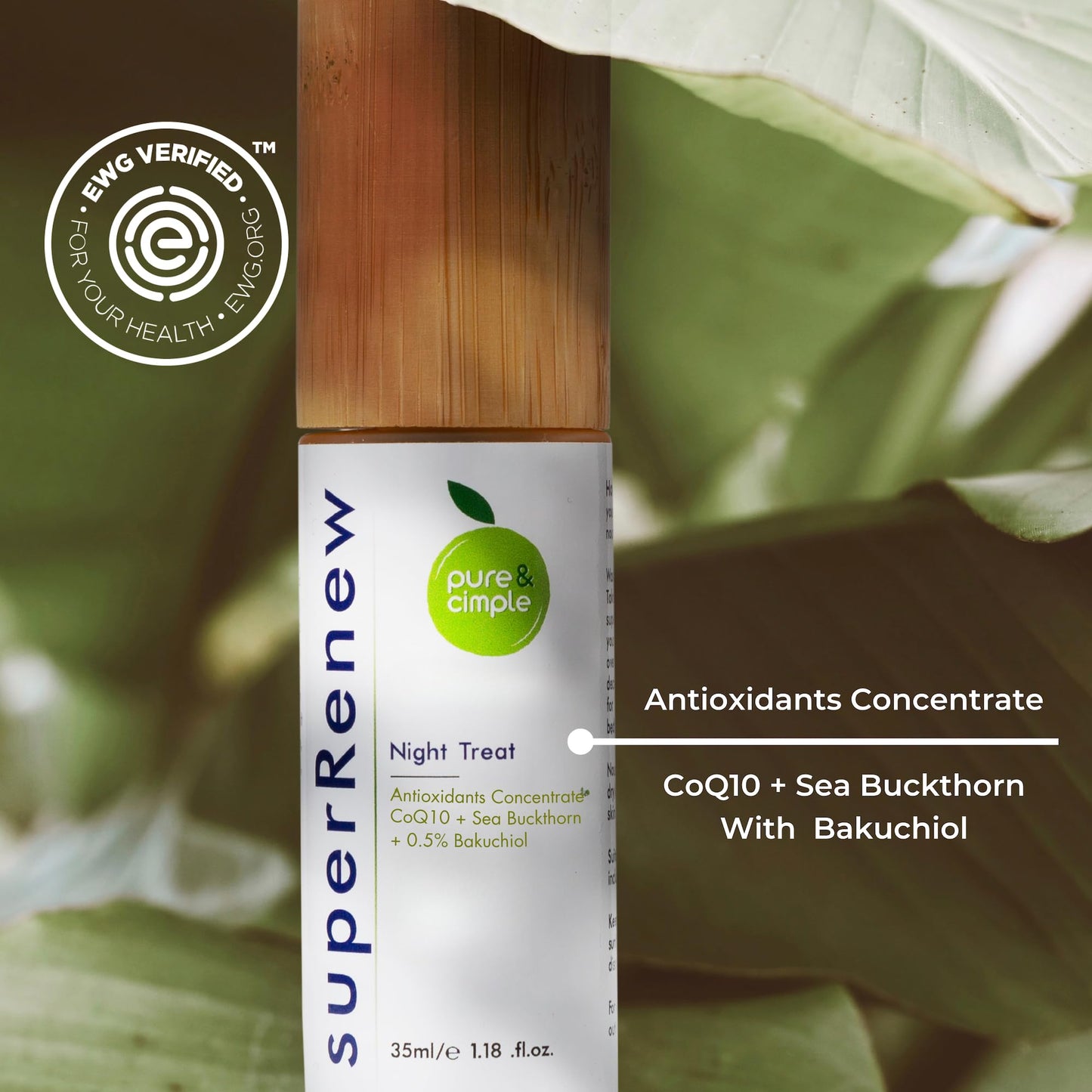 superRenew Retinol Alternative Organic Face Oil - Bakuchiol Night Oil with Sea Buckthorn, CoQ10, Squalane, Rosehip - Hydrating Anti-Aging Oil for Dry, Mature, Sensitive Skin (35ml)