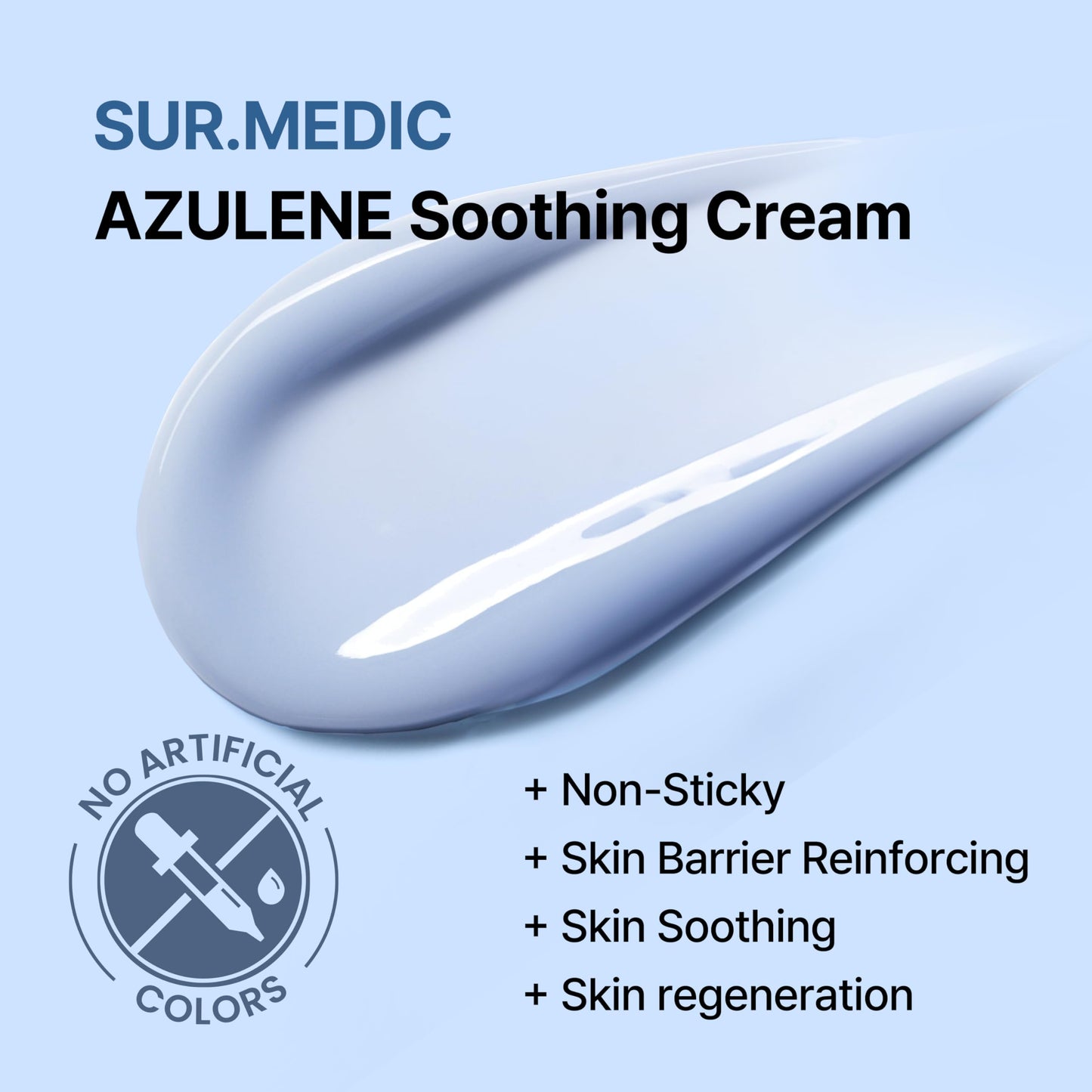 SURMEDIC AZULENE Moisturizing Soothing Cream, Calming Cream for Sensitive Skin, Daily Facial Moisturizer for Barrier Repair, Blemish Relief Care, Korean Skincare 50ml, 1.69 oz