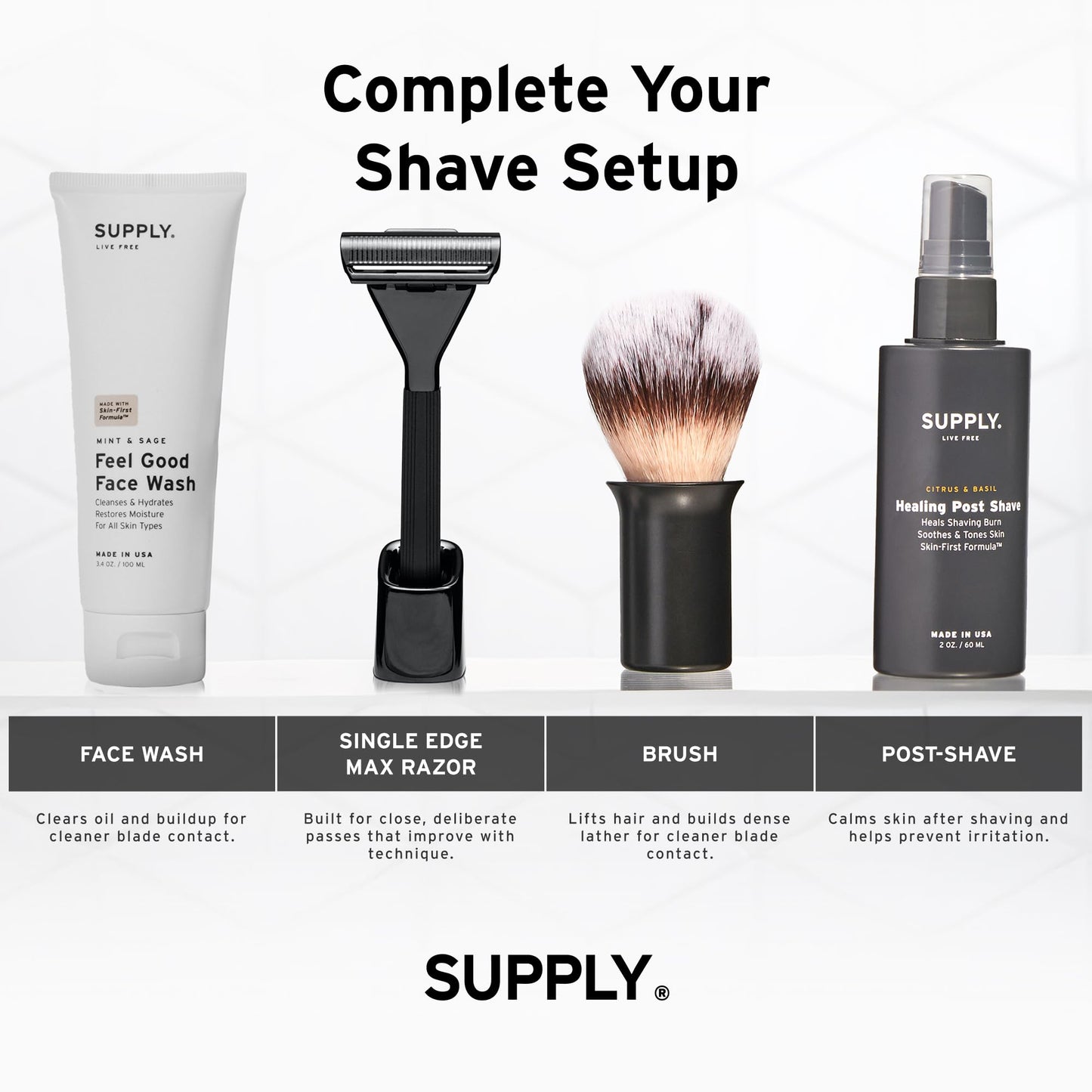 SUPPLY Healing Post Shave Spray for Men – Alcohol-Free Aftershave to Soothe Irritation, Hydrate Skin & Reduce Razor Burn – Sensitive Skin Friendly – Sandalwood & Cedar, 2 oz