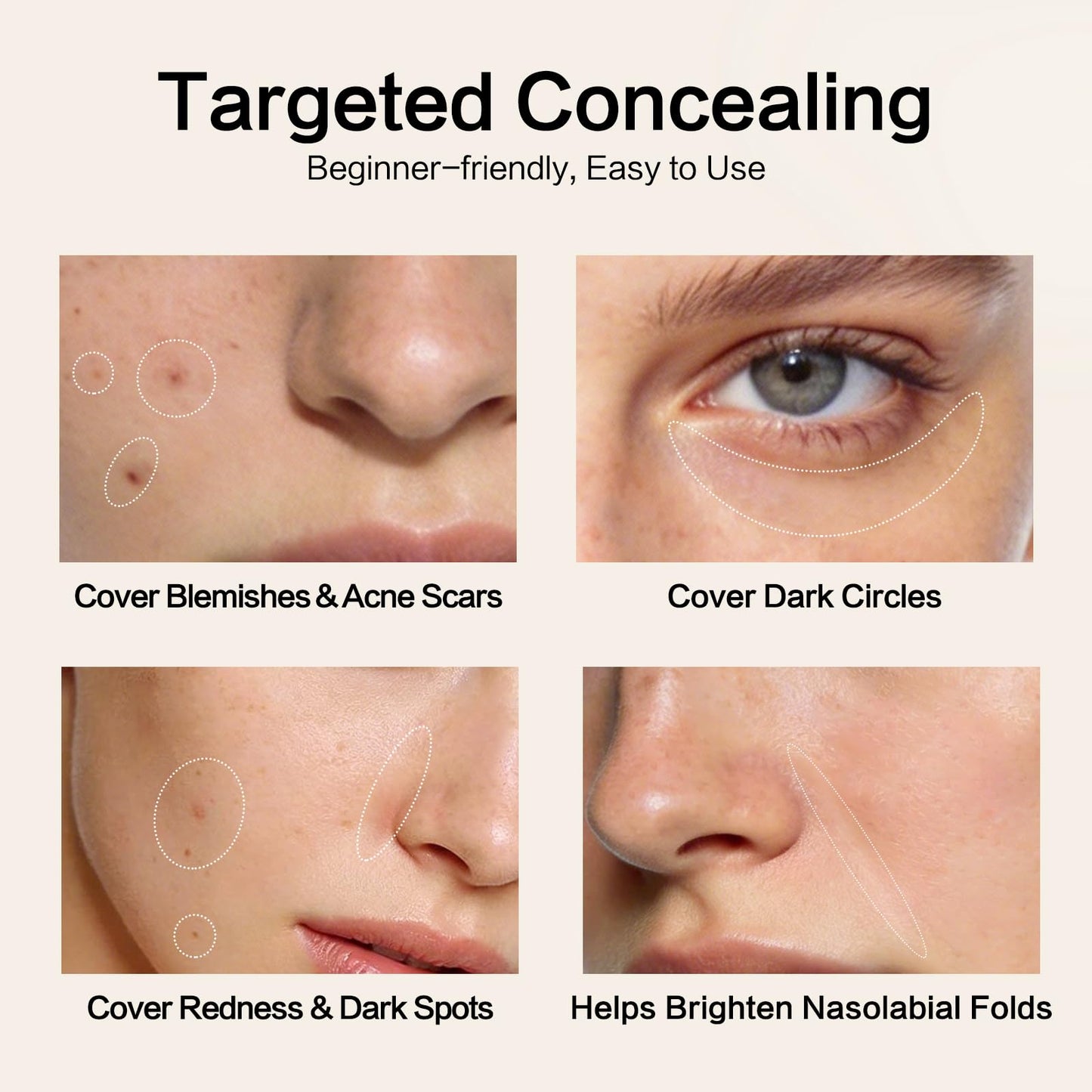 CARSLAN Full Coverage Concealer with 12H Wear for Dark Circles
