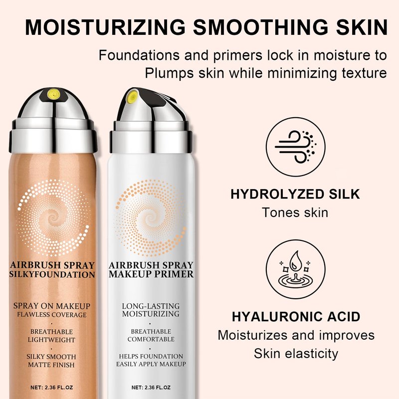 AirBrush Foundation Spray - Full Coverage Silky Mist Makeup | Lightweight Hydrating Formula (01 Natural)
