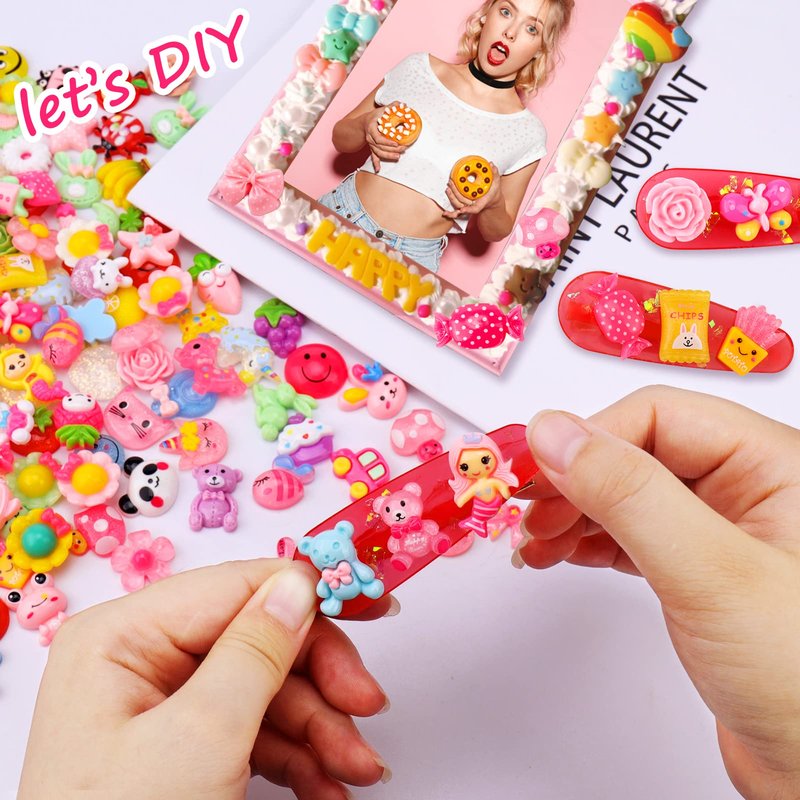 Mity Rain Slime Charms - 150pcs Kawaii Nail Decorations, 3D Flatback Resin Charms for Nail Art