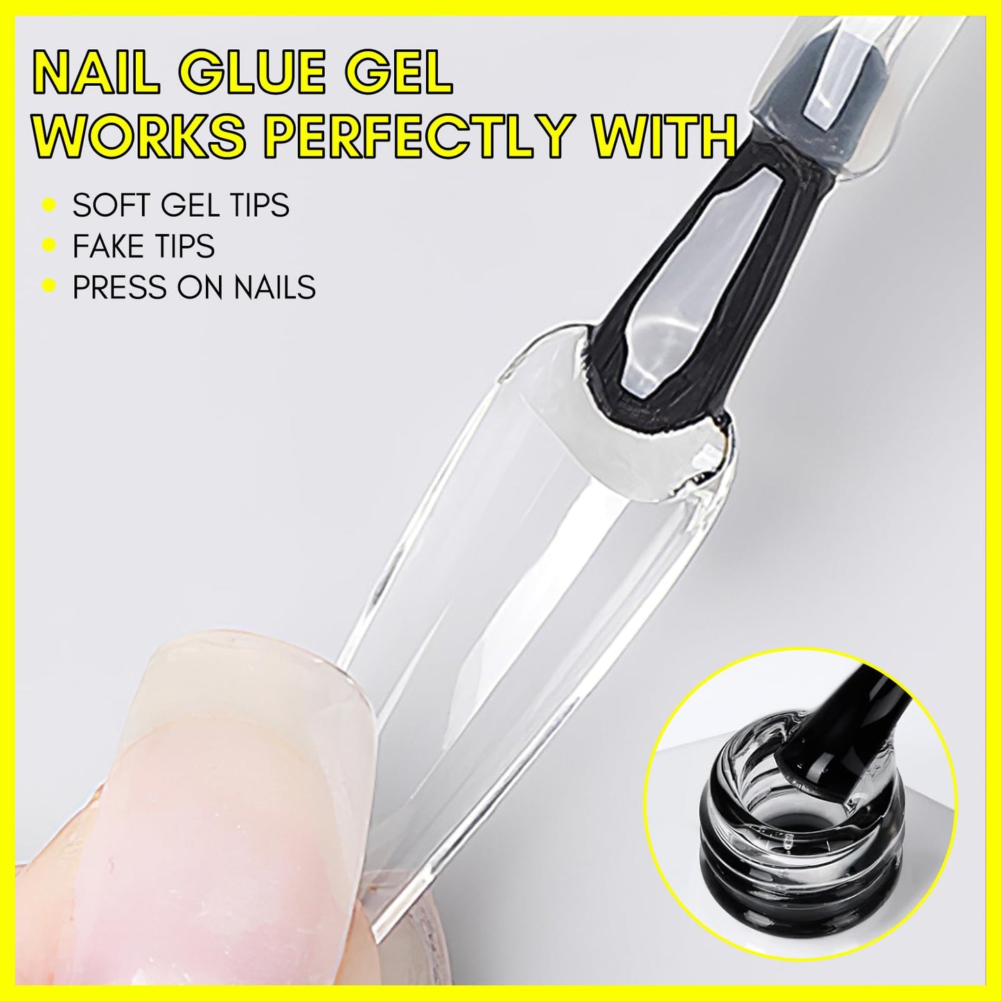 Makartt Gel Nail Glue: 3 in 1 Nail Glue for Acrylic Nails Extension Super Strong Adhesive Long Lasting Brush on Glues for Tips, Base Coat & Slip Solution, & Stick Rhinestone, Curing Needed, 15ml