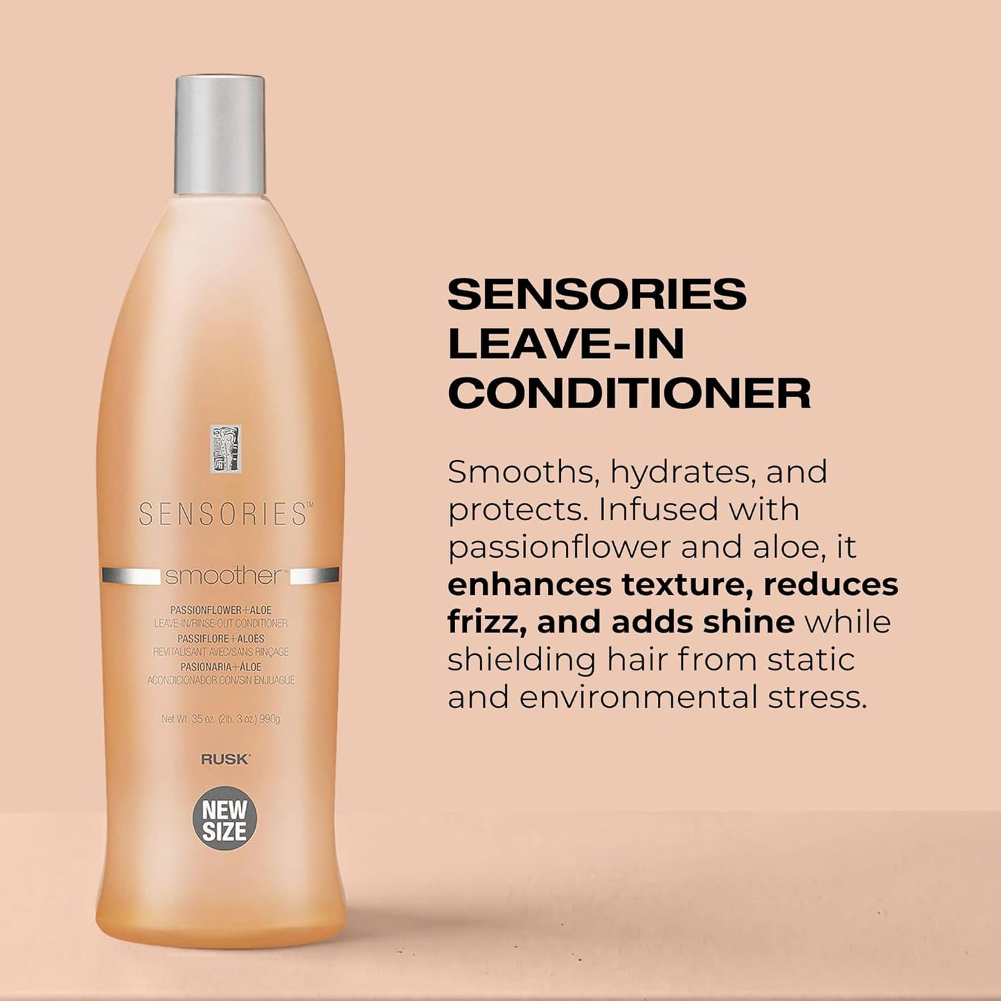 RUSK Sensories Smoother - Passionflower & Aloe Anti-Frizz Treatment for Restored Moisture & Shine | 8.5 oz