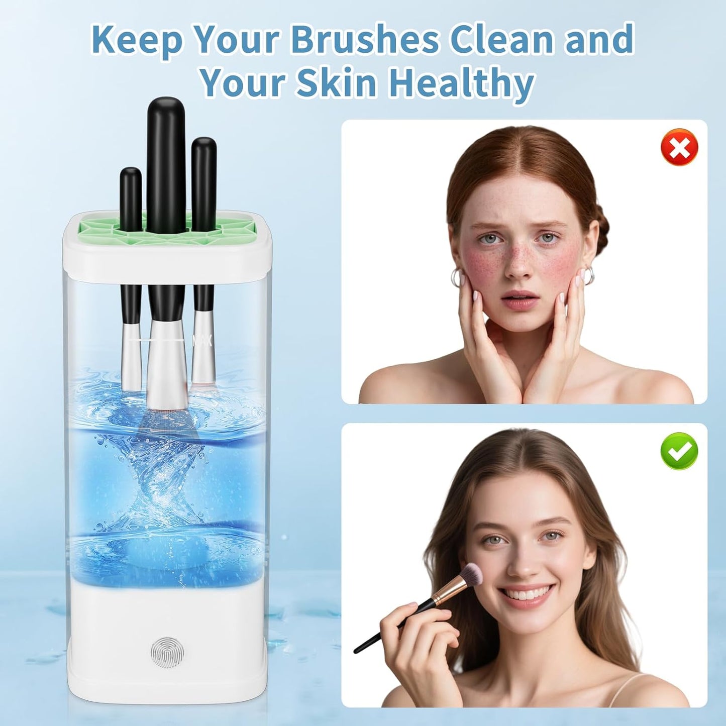 Electric Makeup Brush Cleaner - 9000 RPM Automatic Cleaning Machine | Waterproof for Brushes & Sponges