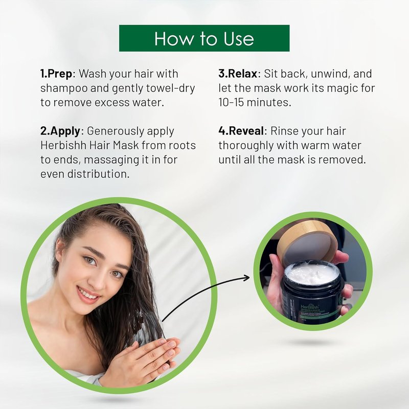 Herbishh Argan Hair Mask - Deep Conditioning & Hydration for Dry, Weak Hair | 800ML, Sulfate-Free, Paraben-Free
