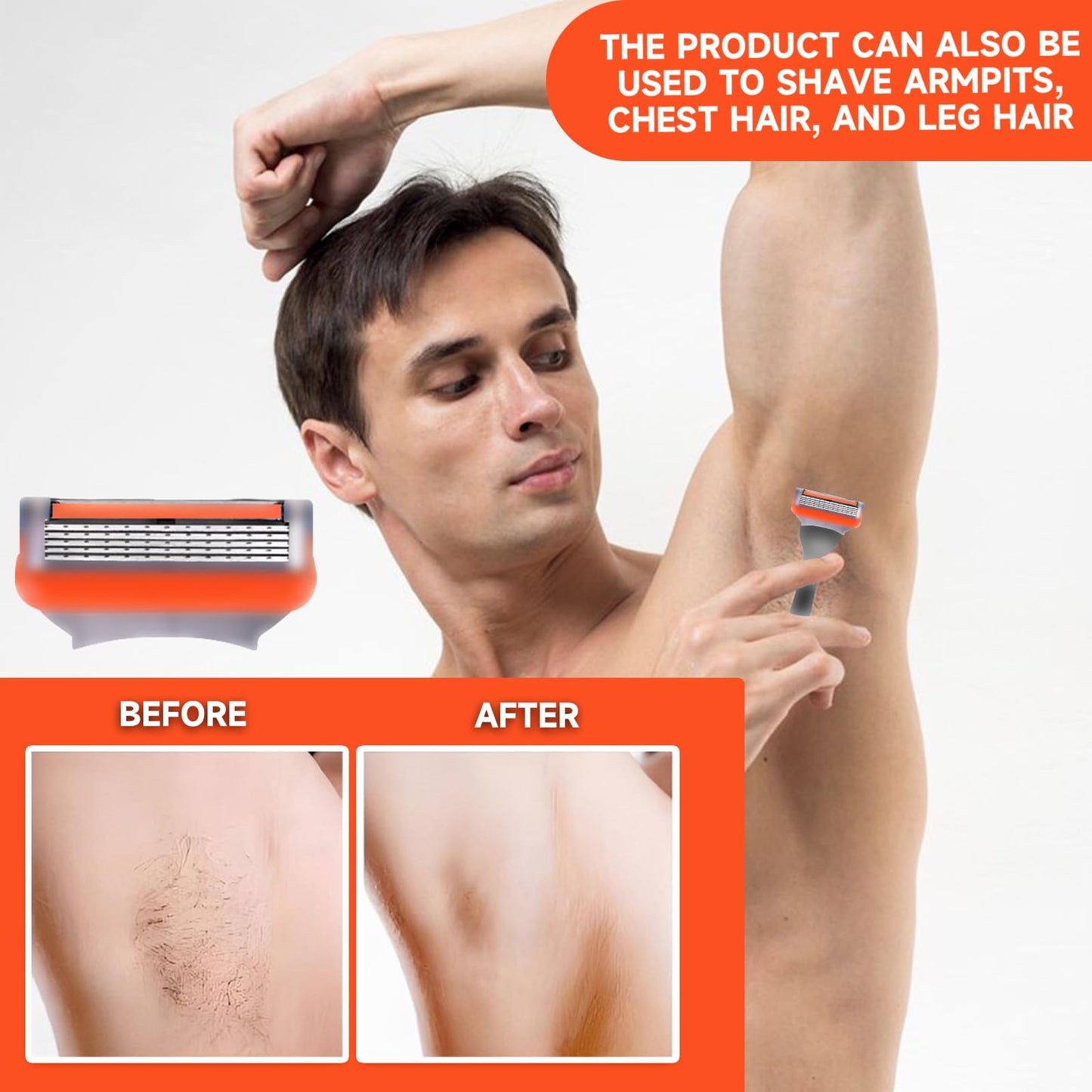 24 Pcs-Razor Blades Refills Compatible with Fusion 5 Blades,5-Layer Precision Anti Friction Manual Wet Shaving Blade Trimmer,Pivoting Head for Close and Comfortable Shave