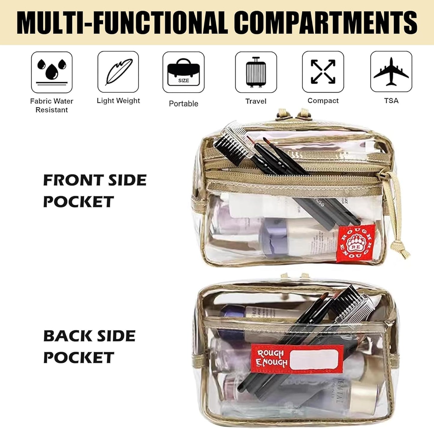Clear TSA Approved Toiletry Bag - Small Leakproof PVC Travel Pouch | Makeup Cosmetic Organizer for Women