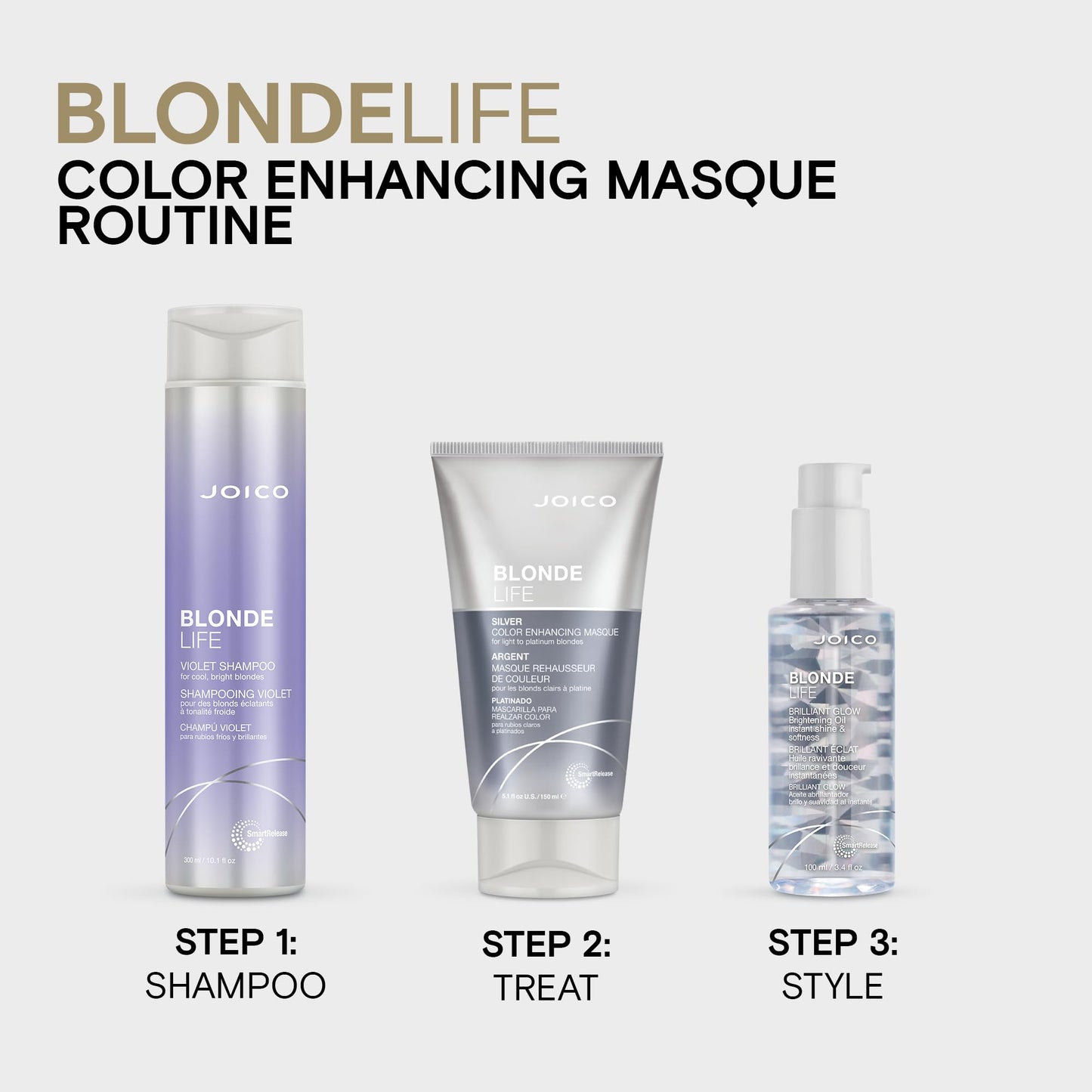 Joico Blonde Life Color Enhancing Masque | For Blonde Hair | Color Depositing Treatment | Maintain Unique Blonde Tones | Fortified With Monoi & Tamanu Oil | Silver| 5.1 Fl Oz