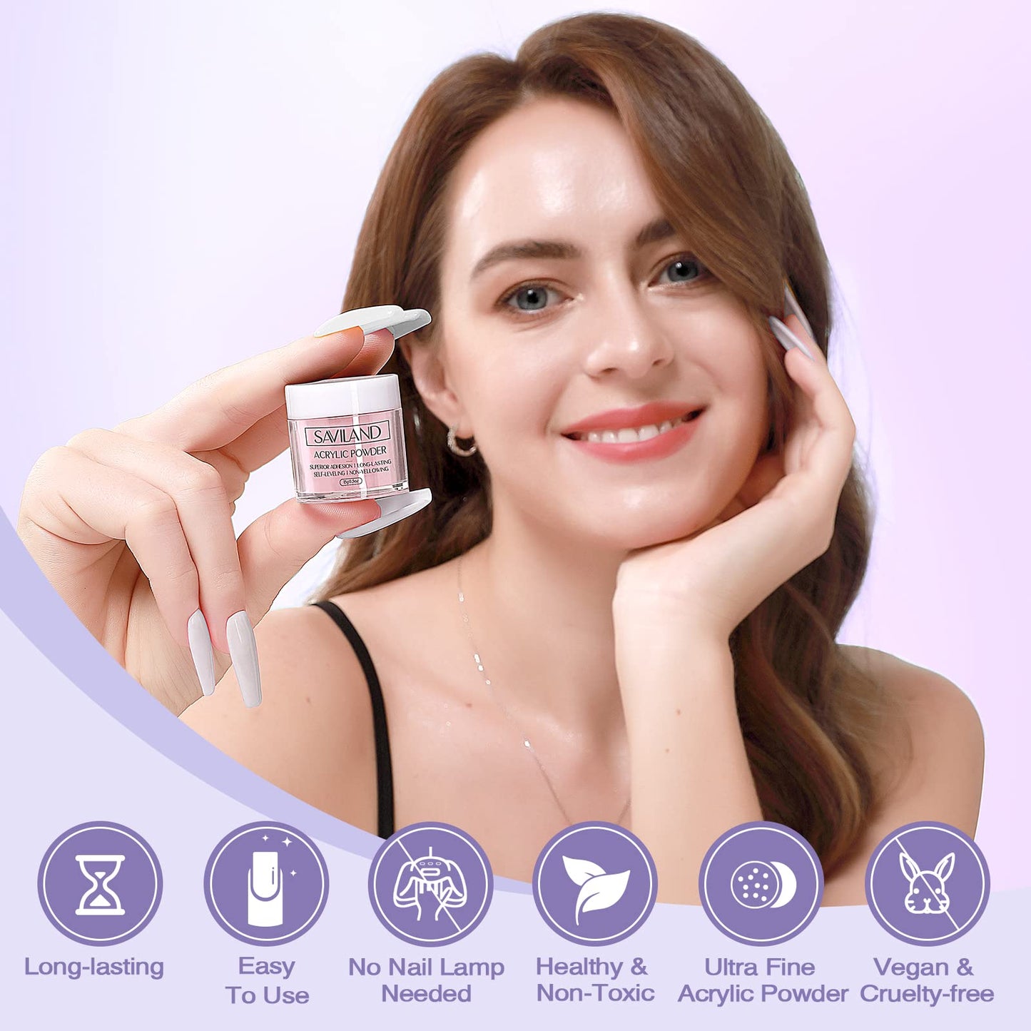 Saviland Easy All-in-One Acrylic Nail Kit with Strong Adhesion Nail Primer Supplies Home Salon